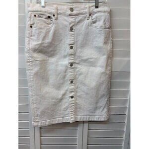 Polo Ralph Lauren White Denim Button-Front Skirt With Back‎ Pockets Size 10